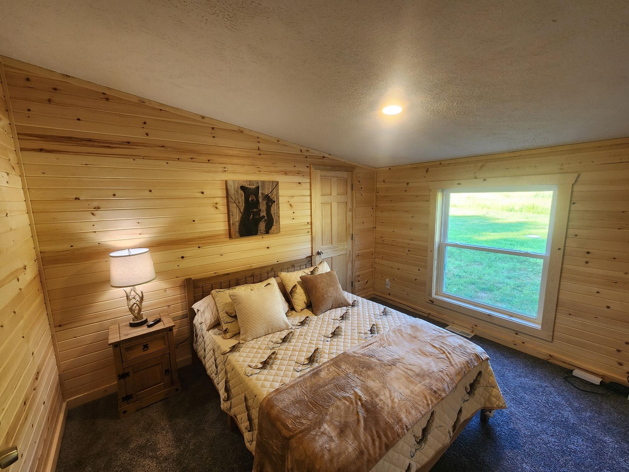 Queen Bedroom with Bear Cub Artwork